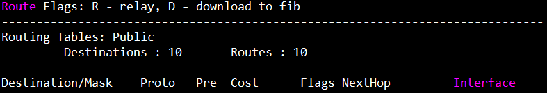 路由表中的关键字段